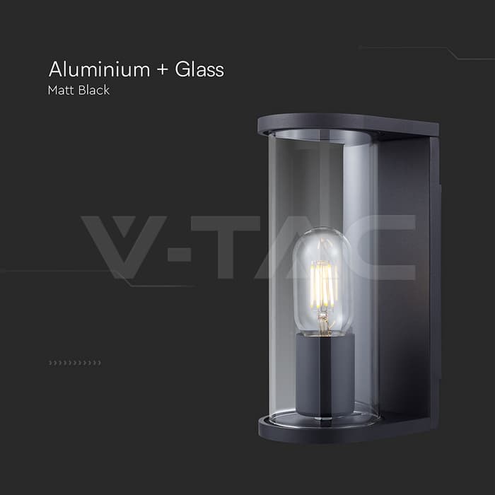 1*E27 Ѕидна Светилка Држач Со Чадливо Стакло Матно Црна - thumbnail 3