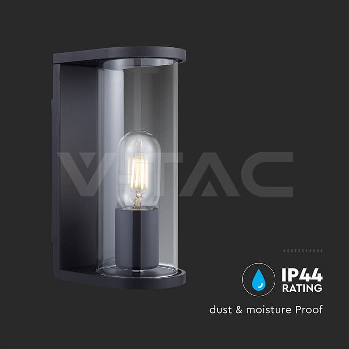 1*E27 Ѕидна Светилка Држач Со Чадливо Стакло Матно Црна - thumbnail 4