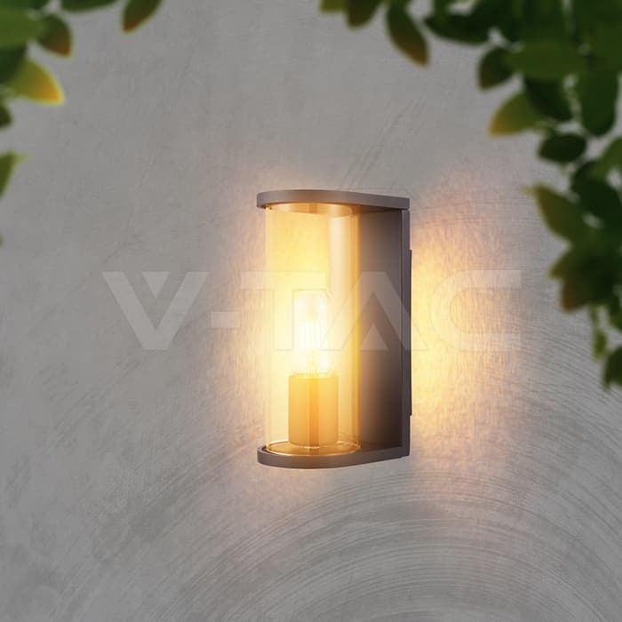 1*E27 Ѕидна Светилка Држач Со Чадливо Стакло Матно Црна - thumbnail 6