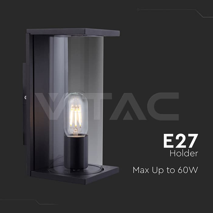 1*E27 Ѕидна Ламба Светлосен Држач Со Матна Црна Боја - thumbnail 2