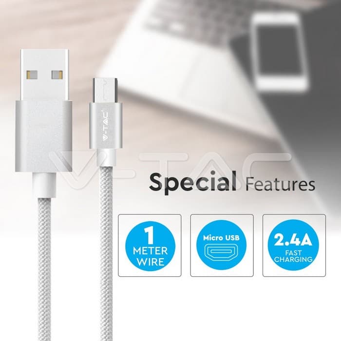 Микро USB Кабел Сребрена Платина Серија - thumbnail 2