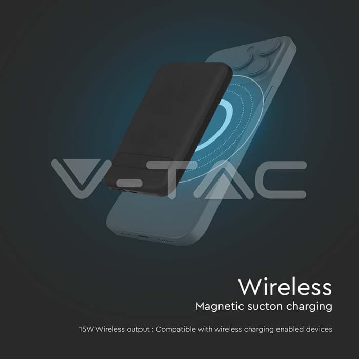 Магнетна Безжична Моќна Банка Со Метален Прстен