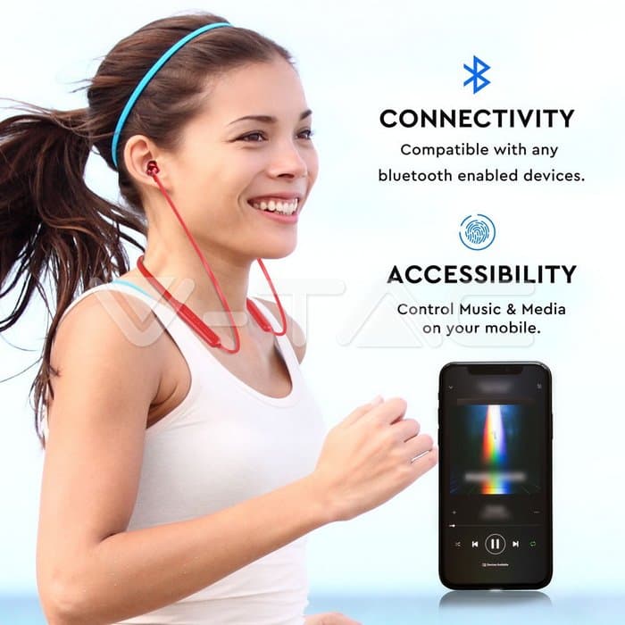 Спортски Слушалки Bluetooth 500mAh Црвени