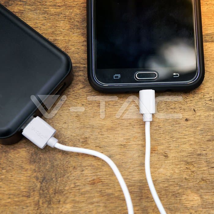 Кабел Micro USB 1m Бел Серија на Бисер